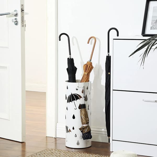 Paraplystativ - paraplyholder - metal - ⌀19,5 x 49 cm - hvid