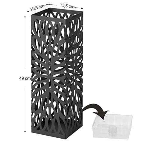 Songmics Metal Paraply Stand, Modern Square Paraply Holder Rack, sort