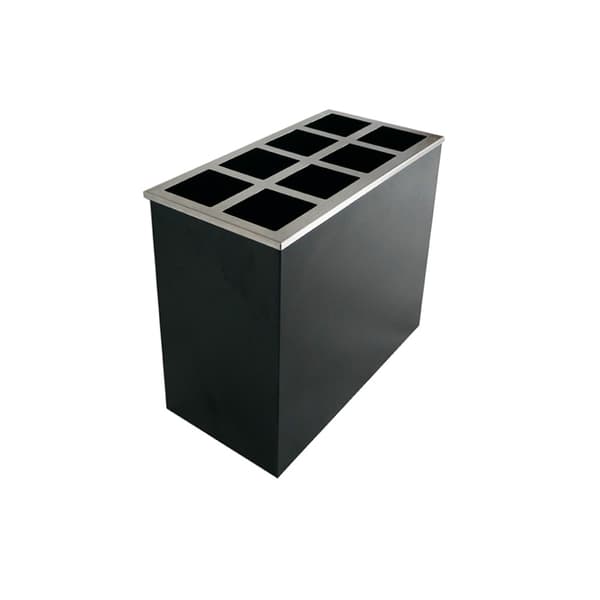 Paraplyholder til 8 paraplyer - 425 x 255 x 500 mm - Sort børstet rustfrit stål