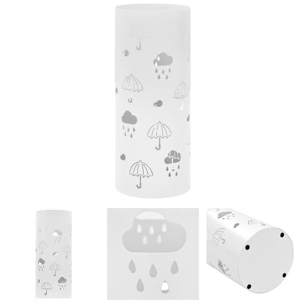 The Living Store paraplystativ paraplyer stål hvid -  Paraplyholdere & –stativer