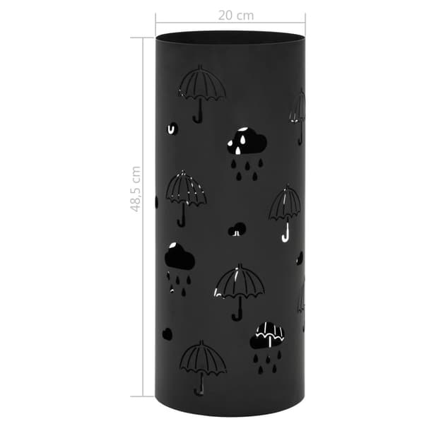 The Living Store paraplystativ paraplyer stål sort -  Paraplyholdere & –stativer