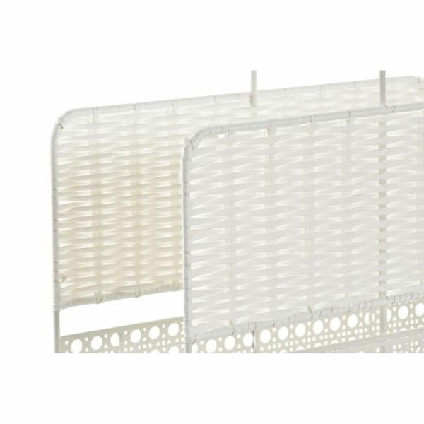 Magasinstativ DKD Home Decor Hvit Naturell Metall flettet Boho 36,5 x 15 x 41 cm