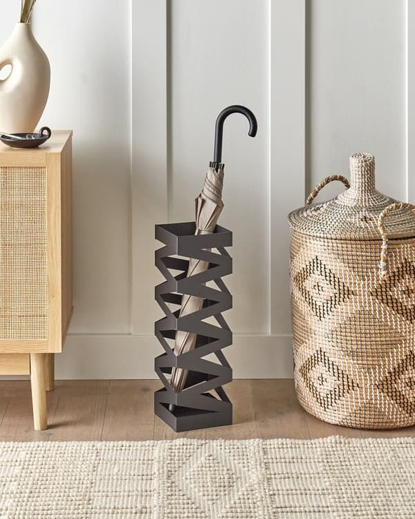 Paraplystativ Svart Metall Jern 15 x 15 x 49 cm Moderne design Oppbevaring Entré