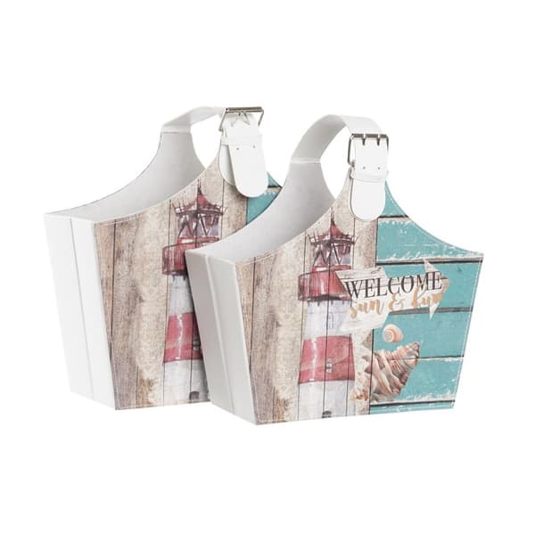 Tidningsställ DKD Home Decor 40 x 18 x 41 cm Multicolour Papp Medelhavs (2 antal)
