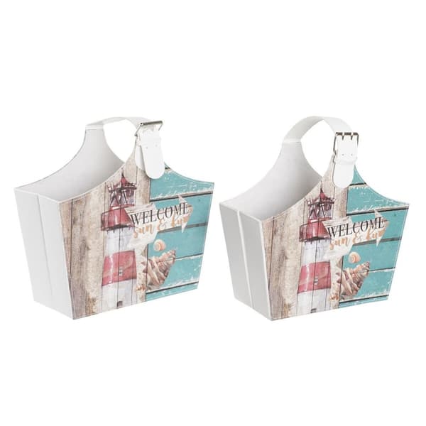Tidningsställ DKD Home Decor 40 x 18 x 41 cm Multicolour Papp Medelhavs (2 antal)