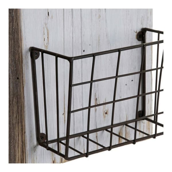 Lehtiteline DKD Home Decor Valkoinen Ruskea Metalli Paolownia wood (57 x 10 x 40 cm)