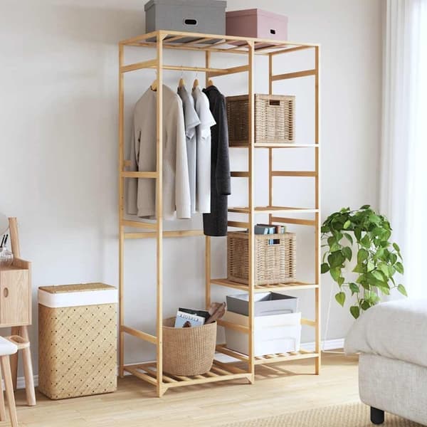 vidaXL tøjstativ med hylder 100x50x184,5 cm bambus