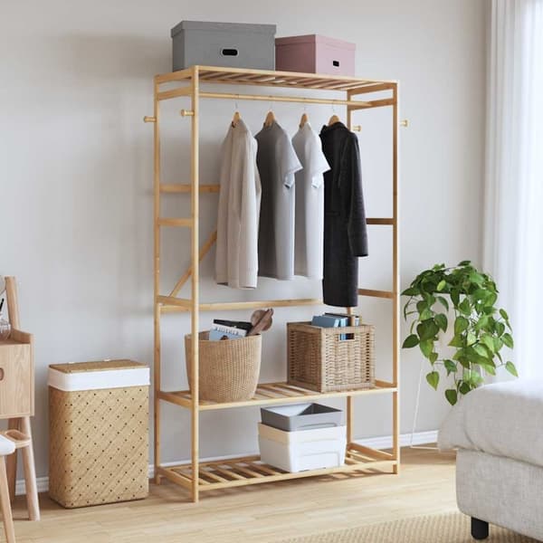 vidaXL Vaateteline hyllyillä 110x40x175 cm Bambu