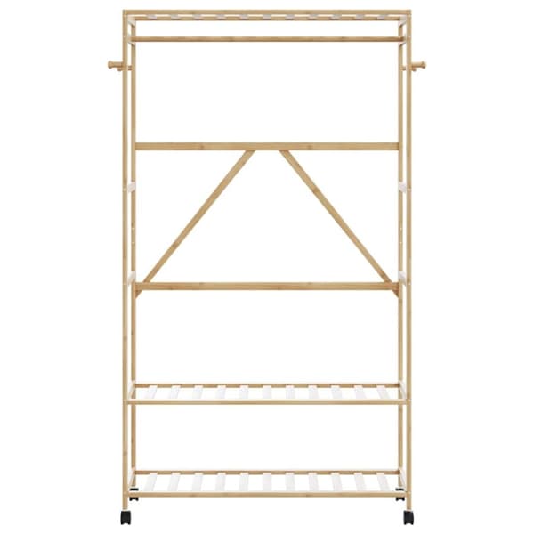 vidaXL tøjstativ med hylder og hjul 110x40x180 cm bambus