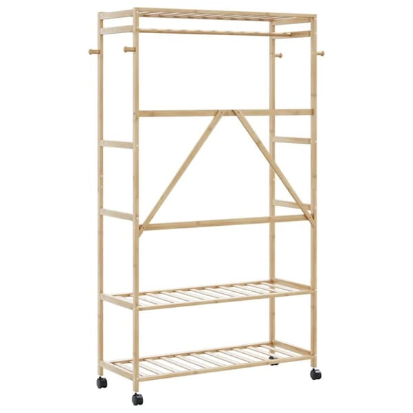 vidaXL tøjstativ med hylder og hjul 110x40x180 cm bambus