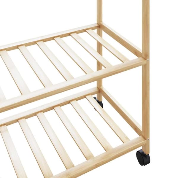 vidaXL tøjstativ med hylder og hjul 110x40x180 cm bambus