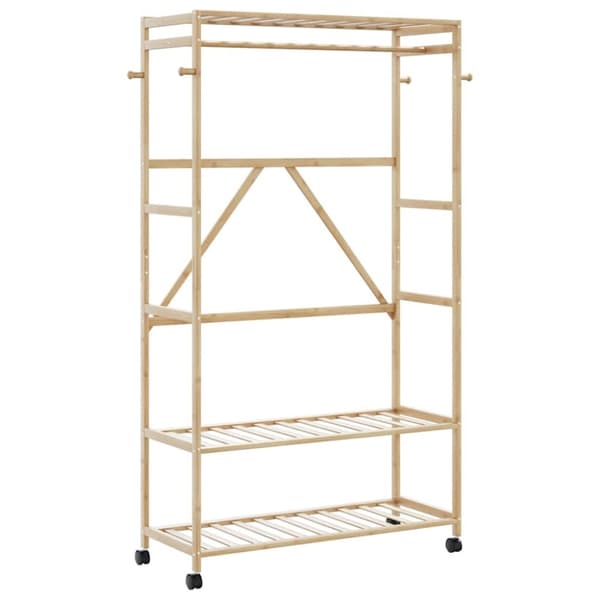 vidaXL tøjstativ med hylder og hjul 110x40x180 cm bambus