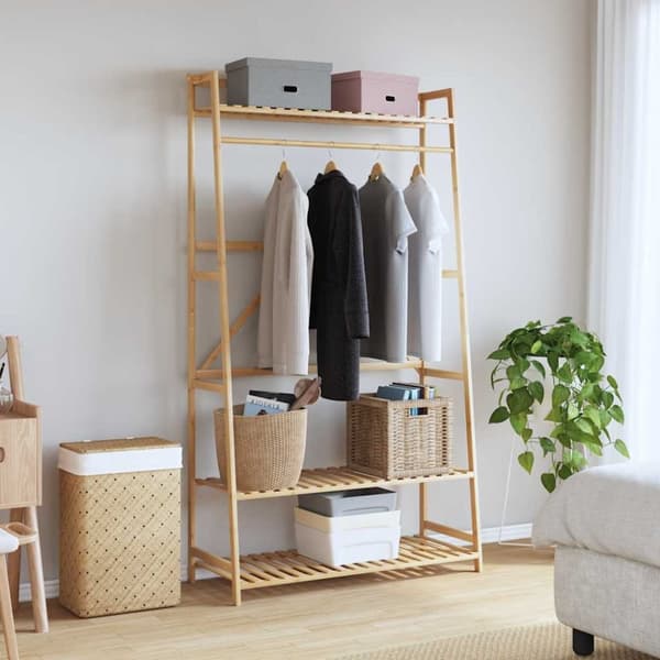 vidaXL Klesstativ med hyller 110x40x180 cm bambus