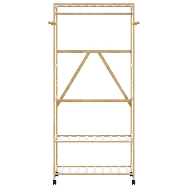 vidaXL tøjstativ med hylder og hjul 90x40x179,5 cm bambus