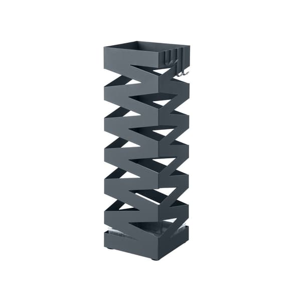 Metallinen sateenvarjoteline, neliönmuotoinen sateenvarjoteline, 4 koukkua, 15,5 x 15,5 x 49 cm, antrasiitinharmaa
