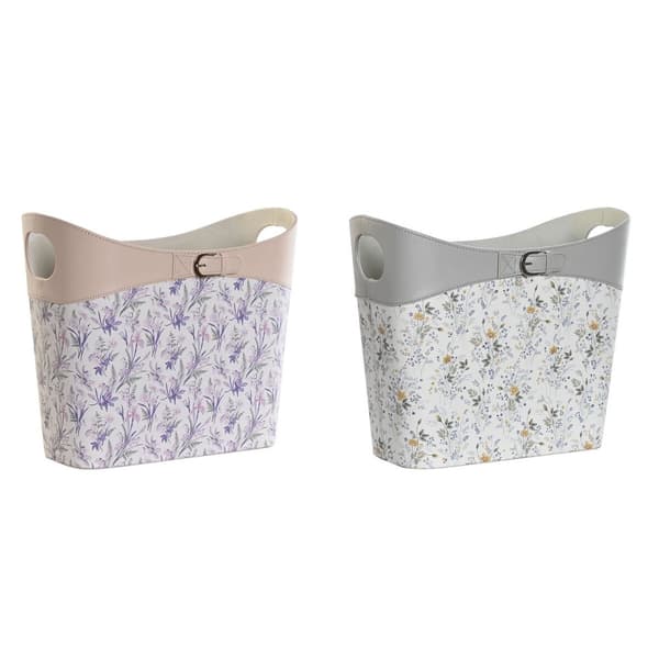 Magasinstativ DKD Home Decor Hvit Grå Syrin Lyse Rosa Polyuretan 39 x 21 x 34 cm (2 enheter)