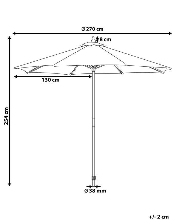 Aurinkovarjo vaalea beige polyesteri koivuvarsi 270 x 270 x 254 cm UV-kestävä narulla rustiikkinen