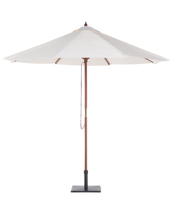 Aurinkovarjo vaalea beige polyesteri koivuvarsi 270 x 270 x 254 cm UV-kestävä narulla rustiikkinen