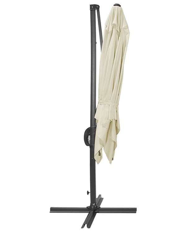 Riippuva aurinkovarjo vaalea beige 250 x 235 x 250 cm polyesteri alumiini säädettävä