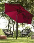 Miniatyrbillede 4 af 9: Parasol mørkerød polyester i mørkegrå aluminium ø 230 x 270H cm sekskantet med Håndsving Krank 360 graders rotation og UV-bestandig moderne