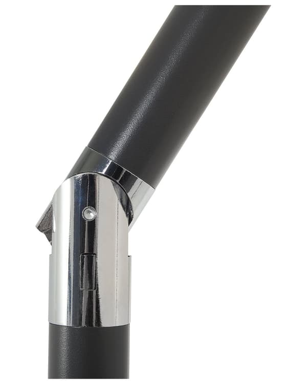 Parasol mørkerød polyester i mørkegrå aluminium ø 230 x 270H cm sekskantet med Håndsving Krank 360 graders rotation og UV-bestandig moderne