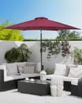 Miniatyrbillede 2 af 9: Parasol mørkerød polyester i mørkegrå aluminium ø 230 x 270H cm sekskantet med Håndsving Krank 360 graders rotation og UV-bestandig moderne