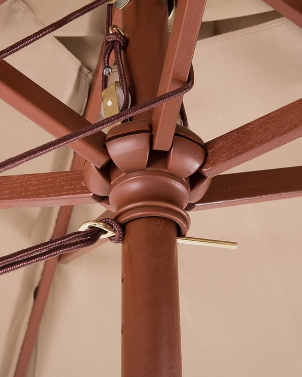 Parasol Beige Polyester i Mørkt Birketræ ø 244 x 144H cm UV-bestandig Utrolig Nem at Pleje