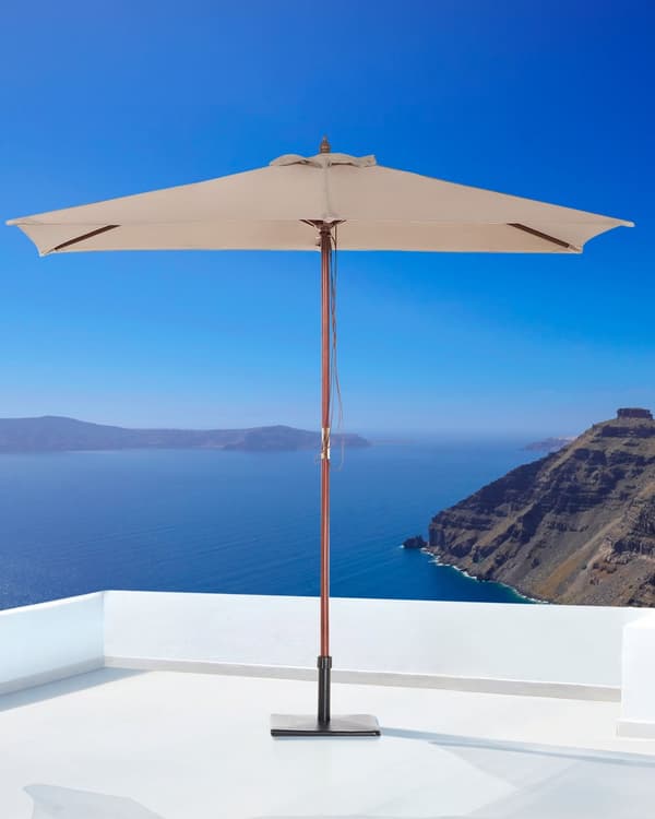 Parasol Beige Polyester i Mørkt Birketræ ø 244 x 144H cm UV-bestandig Utrolig Nem at Pleje