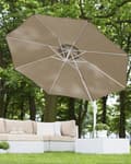 Miniatyrbillede 4 af 10: Parasol beige polyester i hvid aluminium ø 240 x 300H cm ottekantet med Håndsving Krank 360 graders rotation og UV-bestandig moderne