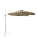 Miniatyrbillede 1 af 10: Parasol beige polyester i hvid aluminium ø 240 x 300H cm ottekantet med Håndsving Krank 360 graders rotation og UV-bestandig moderne