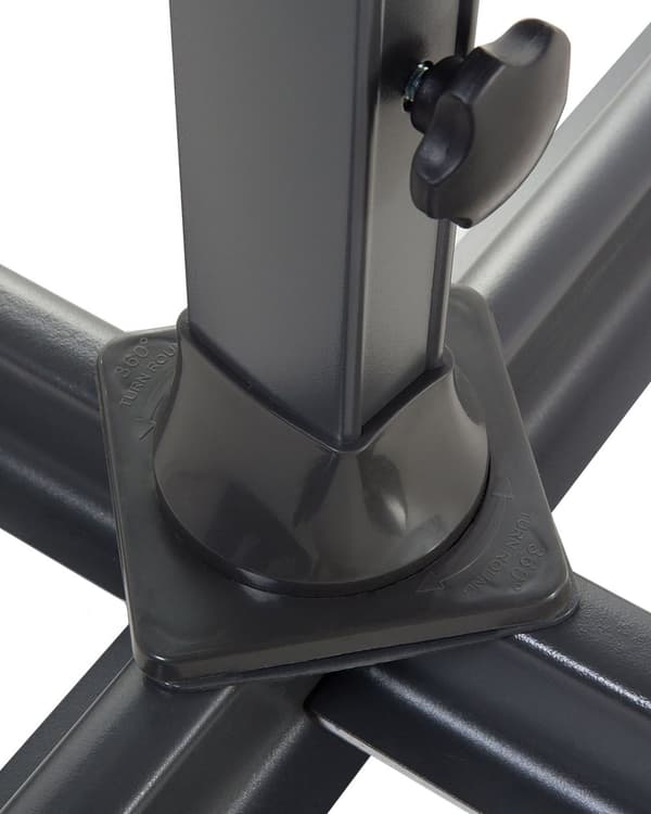 Parasol mørkegrå polyester og sort aluminium ø 240 x 300H cm ottekantet Foldbar Foldemekanisme 100 procent vandtæt design 360 graders rotation