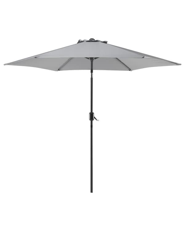 Parasol mørkegrå polyester og grå aluminium ø 230 x 270H cm sekskantet Foldbar Udendørs Moderne i 100 procent vandtæt design med justerbar tag