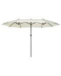 Miniatyrbillede 1 af 11: Parasol beige polyester i aluminium ø 247 x 270H cm ovalformet med Håndsving og UV-bestandighed moderne terrasse og havemøbel