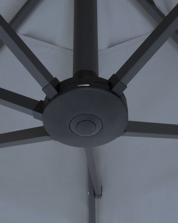 Parasol mørkegrå polyester i aluminium ø 247 x 270H cm ovalformet med Håndsving og UV-bestandighed moderne terrasse og havemøbel