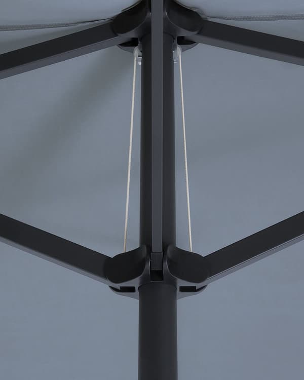 Parasol mørkegrå polyester i aluminium ø 247 x 270H cm ovalformet med Håndsving og UV-bestandighed moderne terrasse og havemøbel