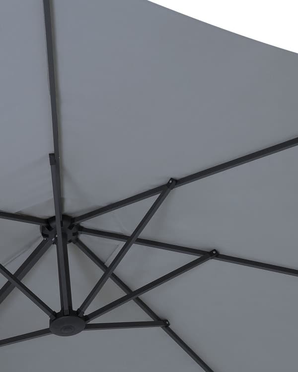 Parasol mørkegrå polyester i aluminium ø 247 x 270H cm ovalformet med Håndsving og UV-bestandighed moderne terrasse og havemøbel
