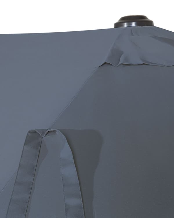 Parasol mørkegrå polyester i aluminium ø 247 x 270H cm ovalformet med Håndsving og UV-bestandighed moderne terrasse og havemøbel