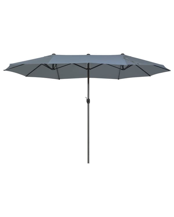 Parasol mørkegrå polyester i aluminium ø 247 x 270H cm ovalformet med Håndsving og UV-bestandighed moderne terrasse og havemøbel