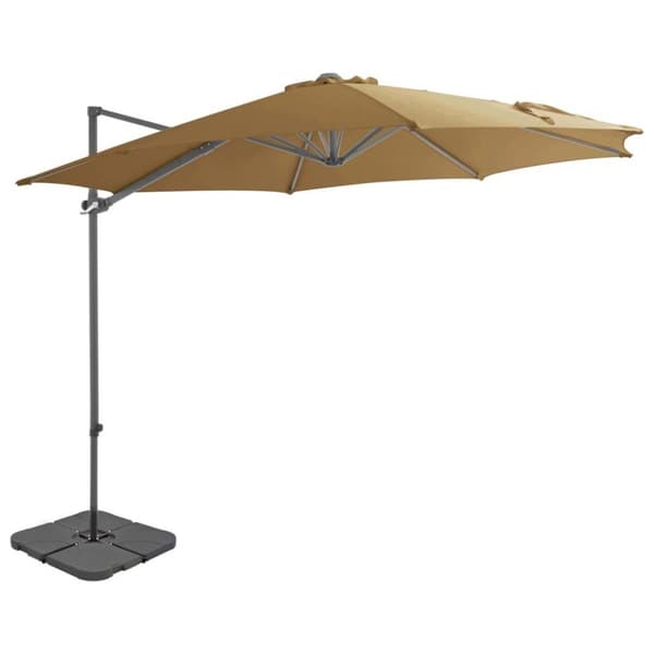 vidaXL haveparasol m. transportabel fod gråbrun