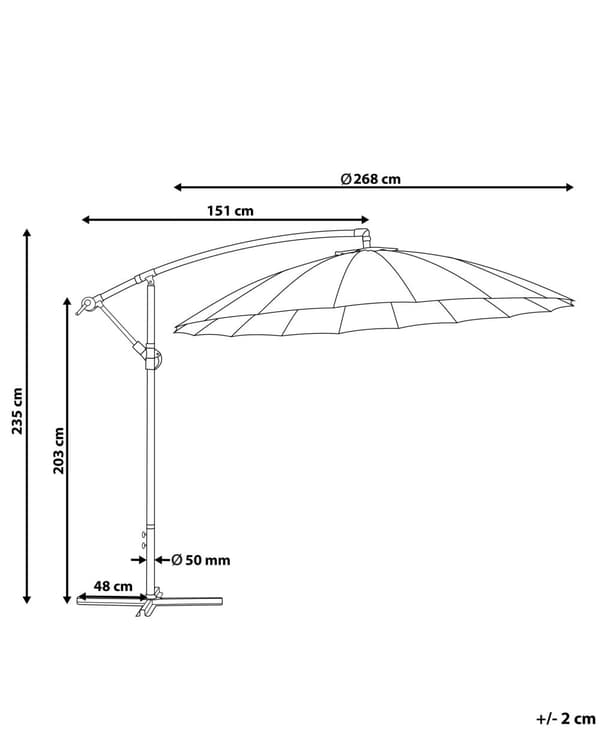 Parasol Beige Polyester i Aluminium og Stål Samt Olefin Fiber ø 235 x 268H cm Moderne Terrasse
