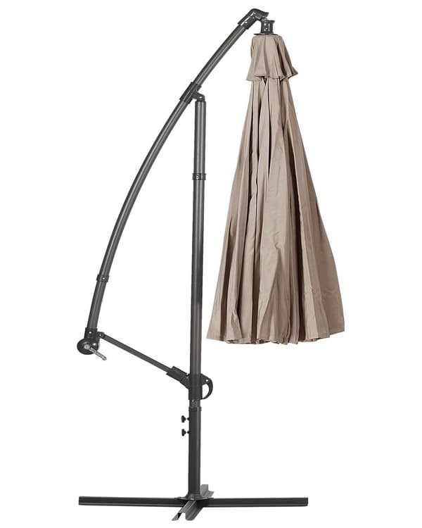 Parasol Beige Polyester i Aluminium og Stål Samt Olefin Fiber ø 235 x 268H cm Moderne Terrasse
