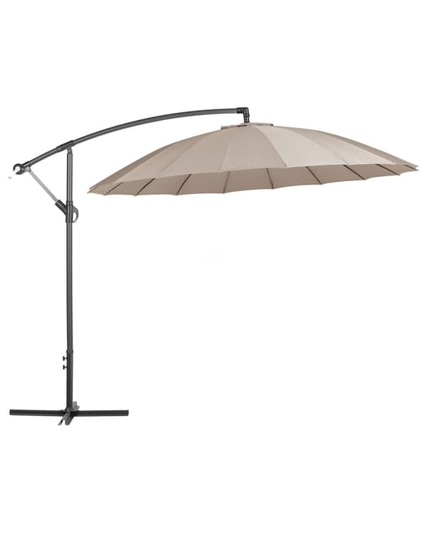 Parasol Beige Polyester i Aluminium og Stål Samt Olefin Fiber ø 235 x 268H cm Moderne Terrasse