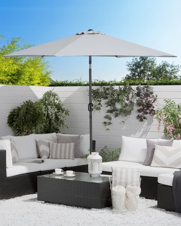 Haveparasol lysegrå aluminiumsramme 230 x 270 x 270 cm Justerbar