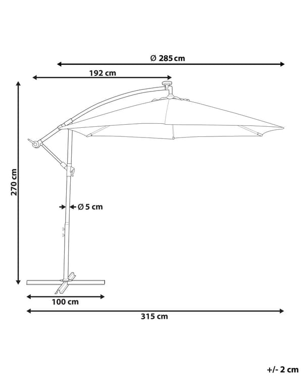 Riippuva aurinkovarjo grafiitinharmaa LED-valoilla pyöreä 235 cm halkaisija moderni tyyli