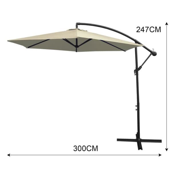 Flødehængende paraply | 300 cm 3 m Hængende altan Have Patio Udendørsmøbler