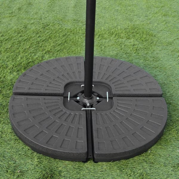 Beige Frihängande Parasoll med Parasollfot (Rund) | 300 cm 3 m Hängande Balkong Trädgård Uteplats Utemöbler