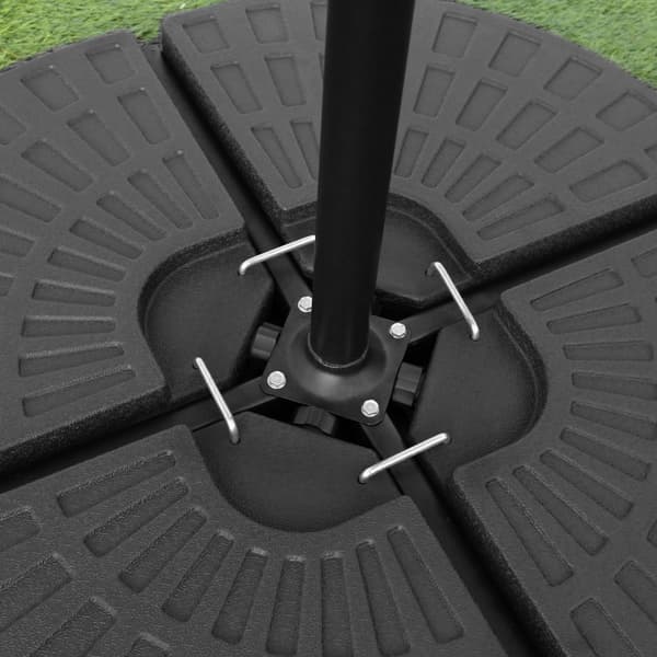 Grått Frihängande Parasoll med Parasollfot (Rund) | 300 cm 3 m Hängande Balkong Trädgård Uteplats Utemöbler