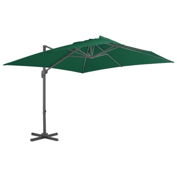 vidaXL hængeparasol 300x300 cm aluminiumsstang grøn
