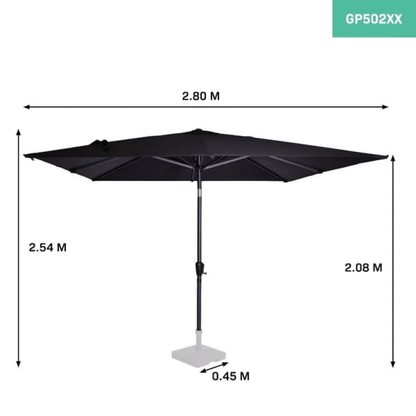 VONROC Premium Parasoll Rosolina 280x280cm – Vinklingsbar, 50+ UPF Solskydd, Vevhandtag, Parasollöverdrag