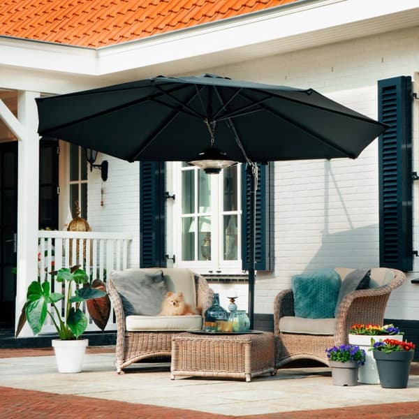 VONROC Premium Cantilever Parasoll Bardolino 300cm – Roterbar och Vinklingsbar, 50+ UPF, Rostfri Aluminiumram, Antracit/Svart